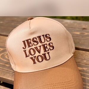 Tan and Brown Cap with Embroidery